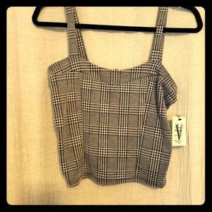 Grey & white plaid halter top